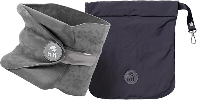 Trtl Pillow - Scientifically Proven Neck Support Travel Pillow for Airplanes - Lightweight and Machine Washable - Ergonomic Design for Traveling on Cars and Trains - Grey by Trtl
