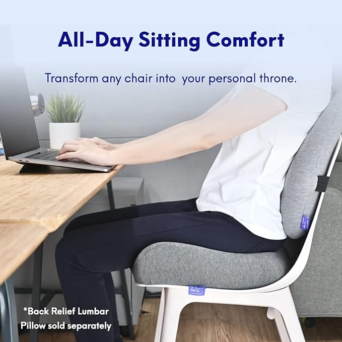 Cushion Lab Patented Pressure Relief Seat Cushion for Long Sitting Hours on Office & Home Chair - Extra-Dense Memory Foam for Soft Support. Car Pad for Hip, Tailbone, Coccyx, Sciatica - Black - Image 2