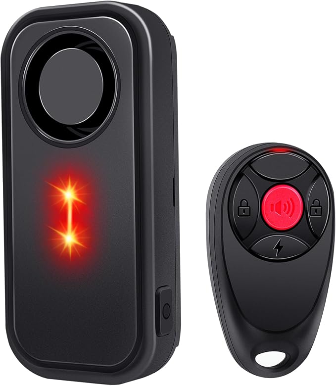 113dB Car Alarm System with Remote,1PK | Anti-Theft Vibration Sensor Alarm with Red Warning Light 7 Levels Sensitivity Adjustable,General for Car,RV,Motorcycle,Bike by KCMYTONER