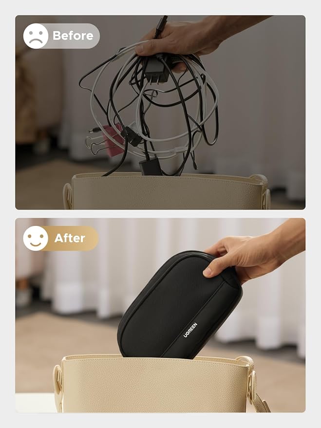 UGREEN Electronics Organizer Travel Case Bag Multifunctional Organizer Carrying Case for Cables, Cord, SD Card, Earbuds, Charger, USB Adapter, Electronic Accessories Medium Size - Image 4
