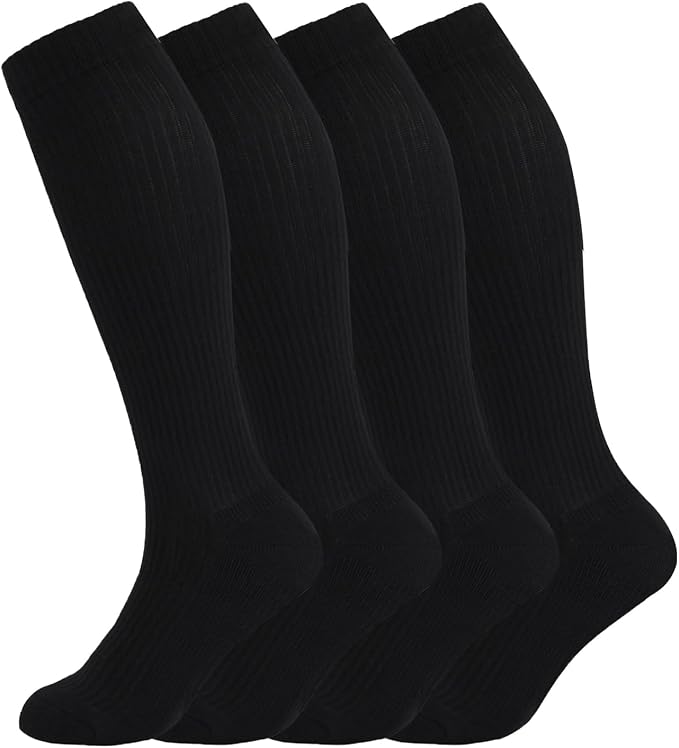+MD Cotton Compression Socks for Women & Men 4/6 Pairs 15-20mmHg Knee High for Sports, Travel, Nursing Long Sitting Standing by MD