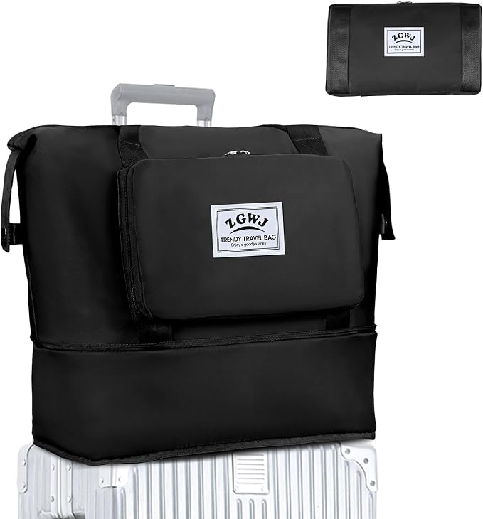 ZGWJ Travel Tote Bags, Expandable Overnight Weekender Bag for Women Foldable Carry-On | Expandable by ZGWJ
