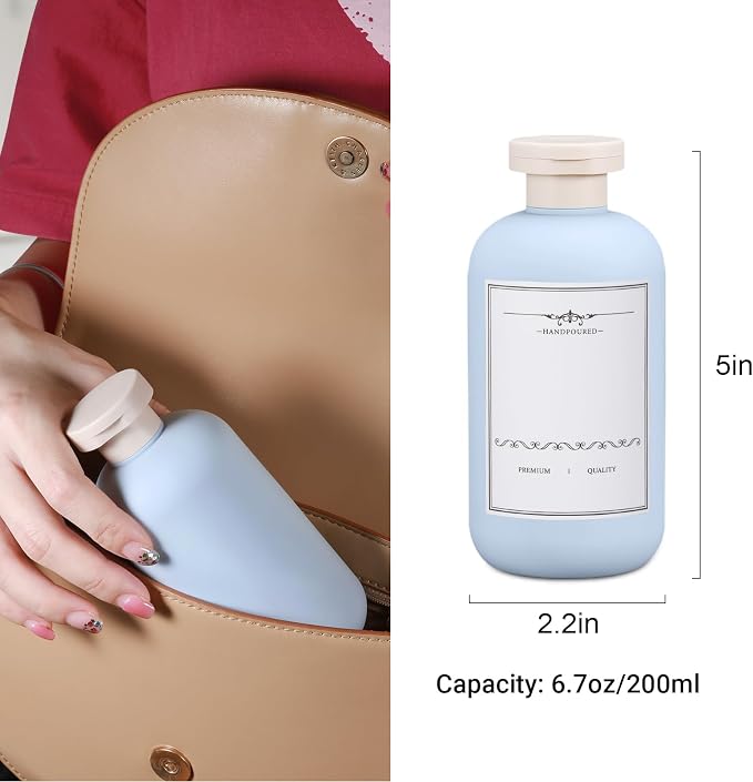 6.8oz Travel Bottles for Toiletries, Empty Plastic Squeeze Bottles with Flip Cap, Lotion Container for Toiletries Travel Size Shampoo and Conditioner (3 pack, bule) - Image 5
