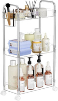 SPACEKEEPER 3 Tier Acrylic Storage Rolling Cart Clear Bathroom Cart Organizer, Transparency Laundry Room Organization Mobile Shelving Unit Multifunction Rolling Utility Cart for Office Living Room | Clear Utility Cart for Laundry Room,Kitchen,Office,Ba... by SPACEKEEPER