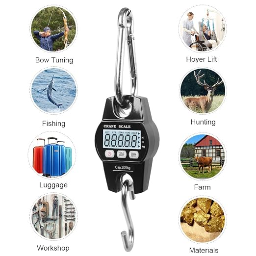 Fuzion Hanging Scale 660LB - Heavy Duty Crane Scale with Aluminum Body | Stainless Steel Hook, Hold/Tare Function, Large Display, Digital Hanging Scales for Weighing Animals, Hays, Fish, Luggage - Image 2