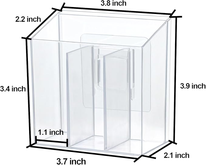ZEXALOR Wall Mounted Storage Organizer Bins Organizing Shelf Basket Clear Plastic Makeup Organizer Adhesive Hanging Bin Fridge Organizer for Bathroom,Kitchen,Cabinet,Pantry,Countertops (3.7×2.6×3.9") - Image 3