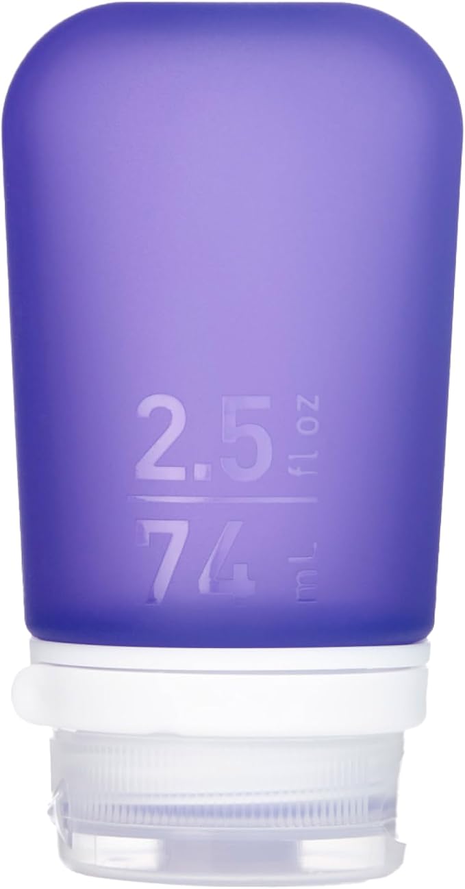 humangear GoToob+ (Medium) | Refillable Silicone Travel Bottle | Locking Lid | Food-Safe Material | Purple, Medium (2.5 fl.oz.; 74ml) | Refillable & Leak-Proof Silicone Travel Size Bottles with Locking Cap for Toiletries, Camping & TSA Carry-On by humangear