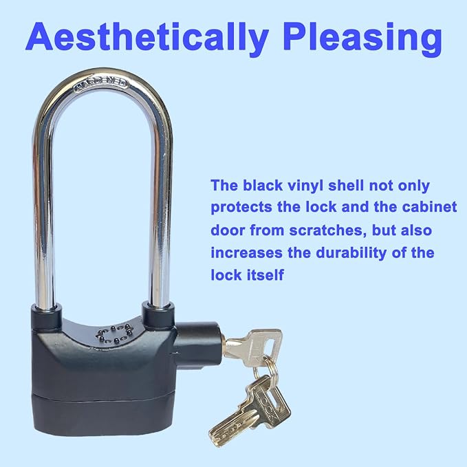 Long Cross-Beam Alarm Lock 110dba Universal Security Alarm Lock System Anti-Theft for Door Motor Bicycle Padlock with 3 Keys (1PCS) - Image 6