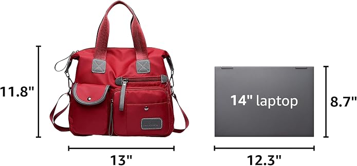 Tote Bag for Women,Multi Pockets Shoulder Handbag,Nurse Bag for Work,Large Cross body Purse,Fashion Nylon Top Handle Satchel - Image 3