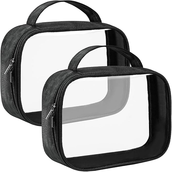 Moyad TSA Approved Toiletry Bag Clear Quart Size Travel Bags Makeup Bag | Large Opening, for Men and Women, Carry on Airline Compliant, Transparent Liquids Pouch, Black by Moyad