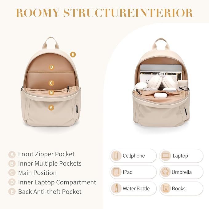 Mini Backpack for Women Fashion Small Backpack Purse Lightweight Daypack for Work Trave Daily,Apricot - Image 6