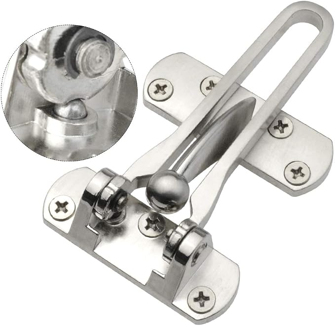 Topbuti Home Security Door Lock, 2 Pack Latch Guard Clasp Front Door Locks for Kids, Home Reinforcement Lock for Swing-in Doors, Hotel Door Latches, Thicken Solid Aluminium Alloy, Satin Nickel - Image 3