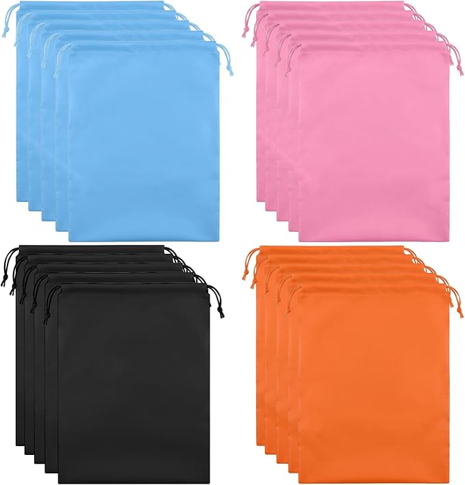 Shoe Bags for Travel, 15.7" x 11.8" Travel Shoe Bags for Packing, Large Waterproof Portable Drawstring Travel Shoe Storage Bag Travel Essentials Women for and Men (Orange & Black & Pink & Blue) by Unknown