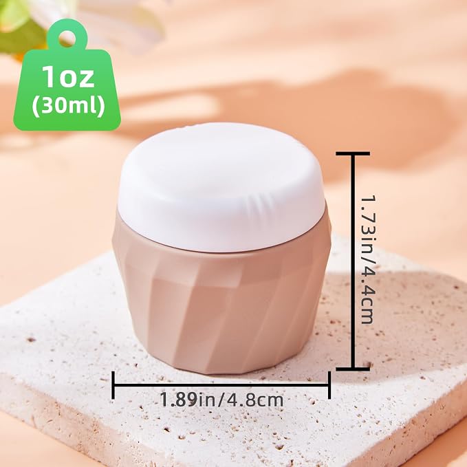 Travel Containers for Toiletries, Premium Silicone Cosmetic Cream Jars, TSA Approved Leak-Proof Refillable Travel Size Toiletries with Clear Bag for Cosmetic Face Body Cream (Apricot, 1OZ) - Image 2