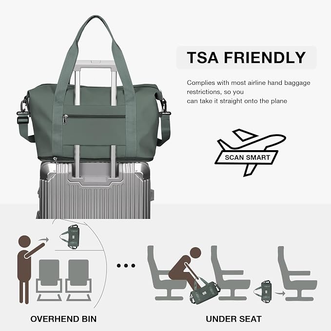 Travel Duffel Bag, Sports Tote Gym Bag, Shoulder Weekender Overnight Bag for Women - Image 4
