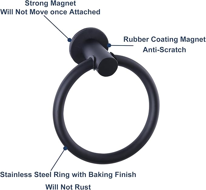Magnetic Towel Holder for Refrigerator Kitchen Towel Ring Hook | Magnetic Towel Ring Holds Hand Towels Securely On Compatible Metal Surfaces With Adjustable Design For Kitchen Appliances. - Image 4