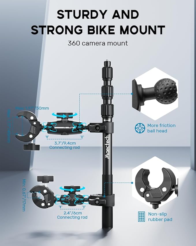 Motorcycle Camera Mount for Insta360 X5/X4 Accessories for GoPro | Motorcycle kit,handlebar mount for Osmo action camera,bike mount for Insta360 X5/X4,motorcycle bundle studio outdoor shooting - Image 3