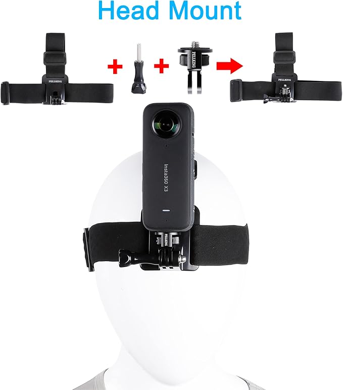 Pellking Accessories Mount Kit for Insta360 X5 X4 X3 X2 X Go 3s Ultra | 4in1 Chest Mount Strap Harness/ Head Mount/ Neck Holder/ Backpack Strap Mount for Insta 360 Ace Pro 2 Camera - Image 4