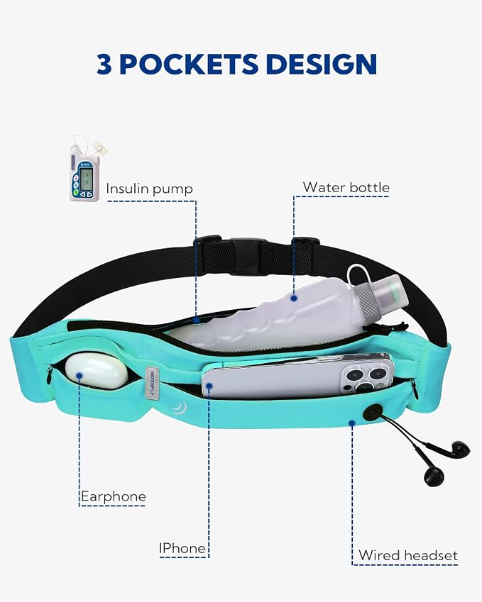 WATERFLY Running Belt Fanny Pack:Phone Holder Belt for Men Women | Lightweight, Soft and breathable fabric,SBS zipper, adjustable waist belt, Zero bounce, Suitable for running workout Fitness - Image 4