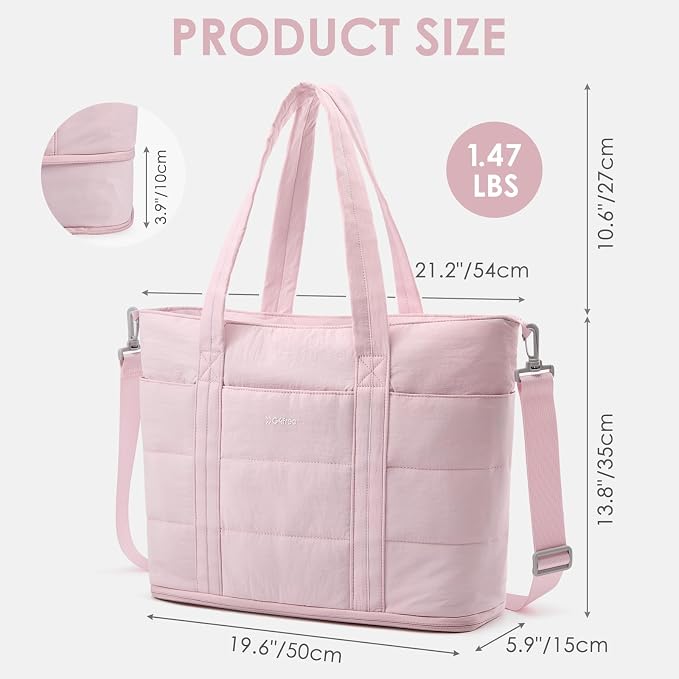G4Free Tote Bag for Women,Puffer Work Bags with Zipper Compartments, Expandable Handbag for Travel Work Sport - Image 4