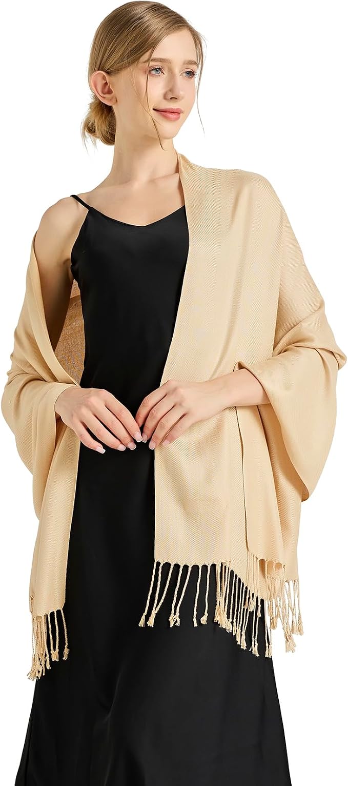 Soft Silky Pashmina Shawl Wraps Solid Colors Scarf for Wedding Evening Dresses - Image 8