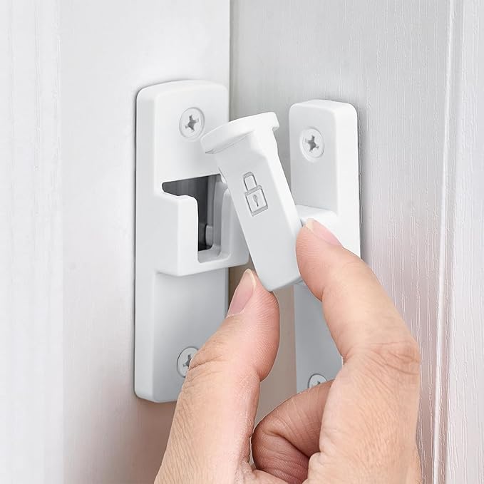 3 Packs White 90 Degree Barn Door Lock ，Right Angle Door Lock Latch | Zinc Alloy Flip Gate Latches,for bedroom,garage,balcony,barn,sliding door,bathroom,window,cabinet,drawer,pet enclosures - Image 3
