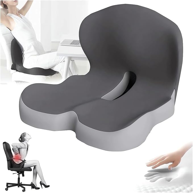 Memory Foam L-Shaped Integrated Seat Cushions for Car Truck Driver Ergonomic L Shape Lumbar Cushion Sciatica Back Pain Relief Office Chair Butt and Back Support Pillow Long Driving Booster Seat (B1) by Webahow
