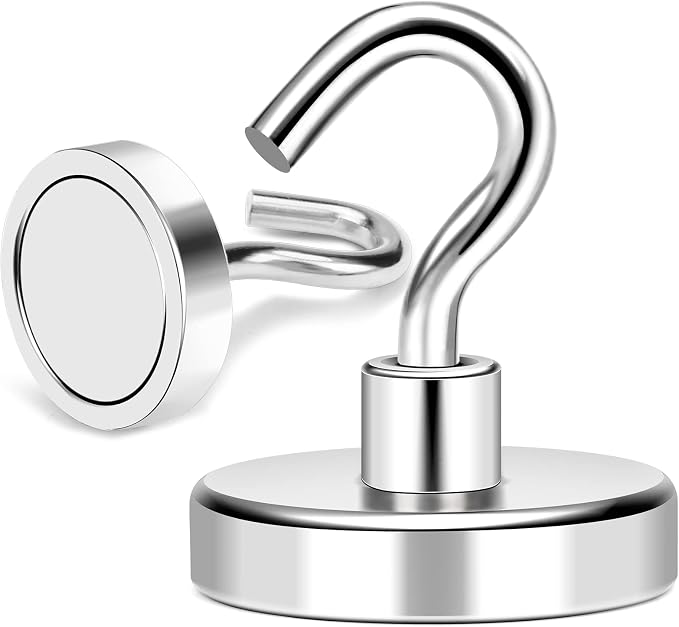 Magnetic Hooks, Cruise Essentials 170Lbs Strong Magnet Hook, Silver | Cruise Essentials Neodymium Heavy Duty Magnets with Hooks for Hanging Magnetic Hanger for Fridge Toolbox Storage, 4 Pack - Image 6