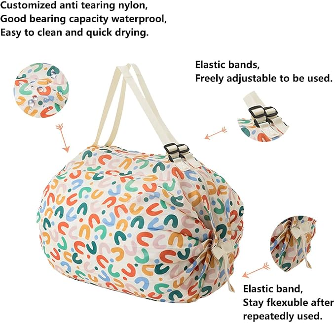 Reusable Shopping Bags, Foldable Grocery Storage Tote, Waterproof Oxford Cloth Bag for Shop, Large Durable Heavy Duty - Image 3