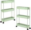 2-piece Set Slim Storage Cart 3 Tier,Bathroom Organizer Rolling Utility,Mobile Shelving Unit Slide Out for Office, Kitchen, Laundry Room & Narrow Places by Home