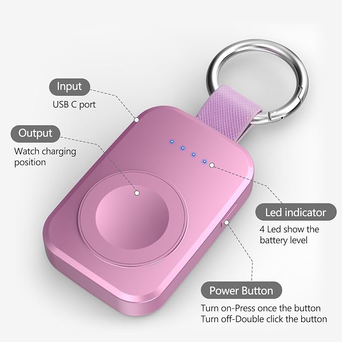 i.VALUX Portable Charger for Apple Watch, Wireless Magnetic iWatch Charger | Compact Charging, 1000mAh Battery Power Bank,On The Go,Keychain Travel Essential, for iWatch Series 11/10/9/8/7/6/5/4/3/2/SE - Image 4