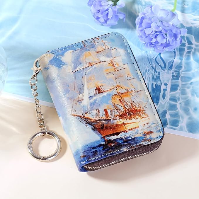 FurArt Zipper Wallet Women RFID Credit Card Holder keychain Wallet | ID Window RFID Blocking Compact Small business 15/16 slots - Image 2