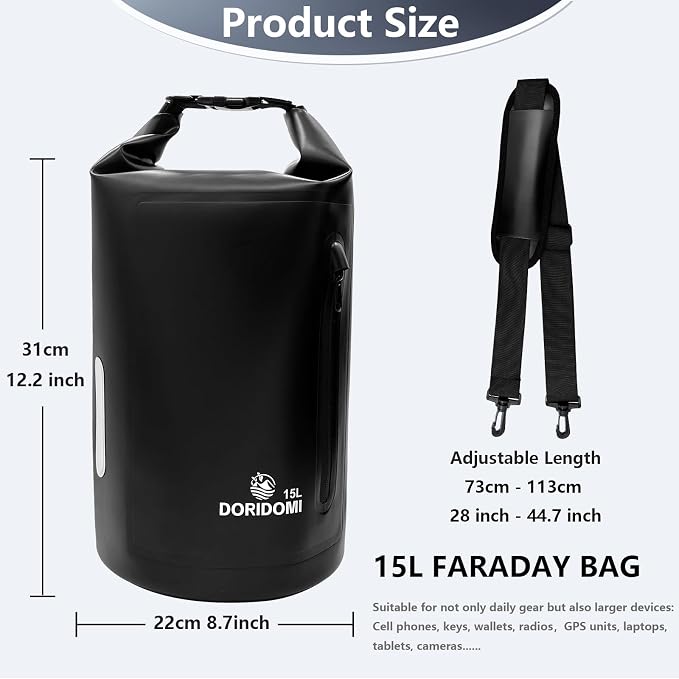 Faraday Bags EMP Proof - 15L Faraday Backpack, RFID Signal Blocker | EMP Bags, Dual-Layer Shielding, Padded Strap, For Generator and Laptops Electronics, RFID Signal Blocker, Data Security - Image 2