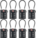 SURE LOCK TSA Compatible Travel Luggage Locks, Inspection Indicator, Easy Read Dials TSA Approved with Zinc Alloy (1, Black 8 Pack) by Hopeyoucanstaysafe