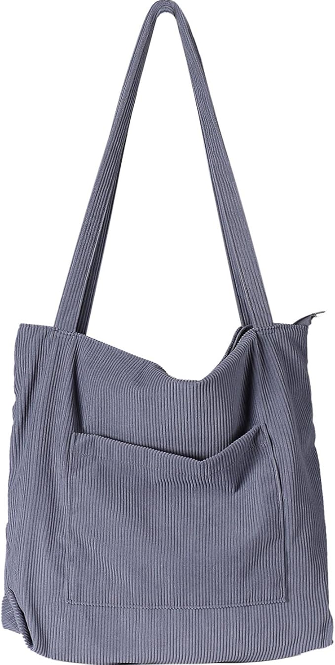 WantGor Women Corduroy Tote Bag, Large Shoulder Hobo Bags Casual Handbags | Big Capacity Shopping Work Bag by WantGor