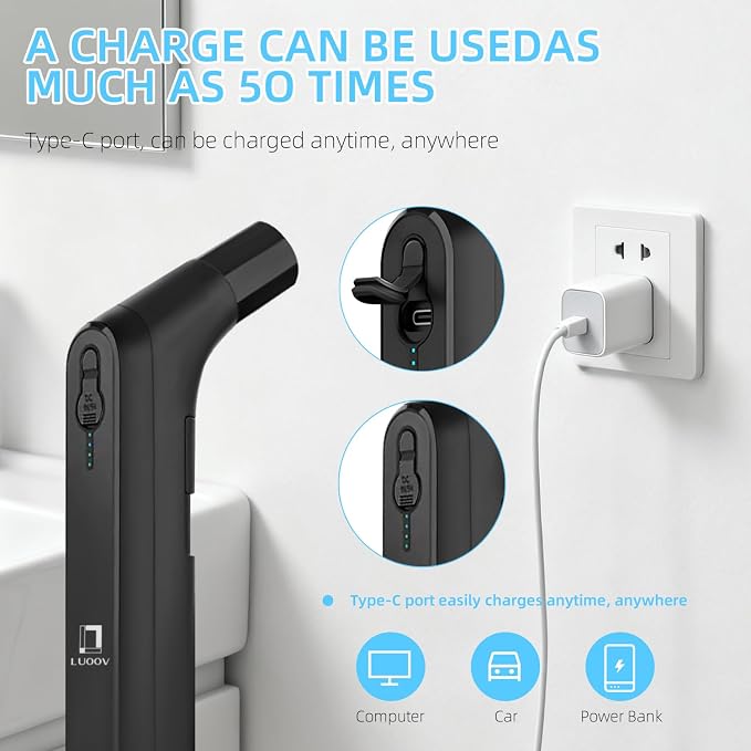 Portable Bidet for Travel with Soft and Strong Water Pressure Modes, USB-C Rechargeable Travel Bidet, Large 2.3L Water Tank for Home and Camping Use (Black) - Image 3
