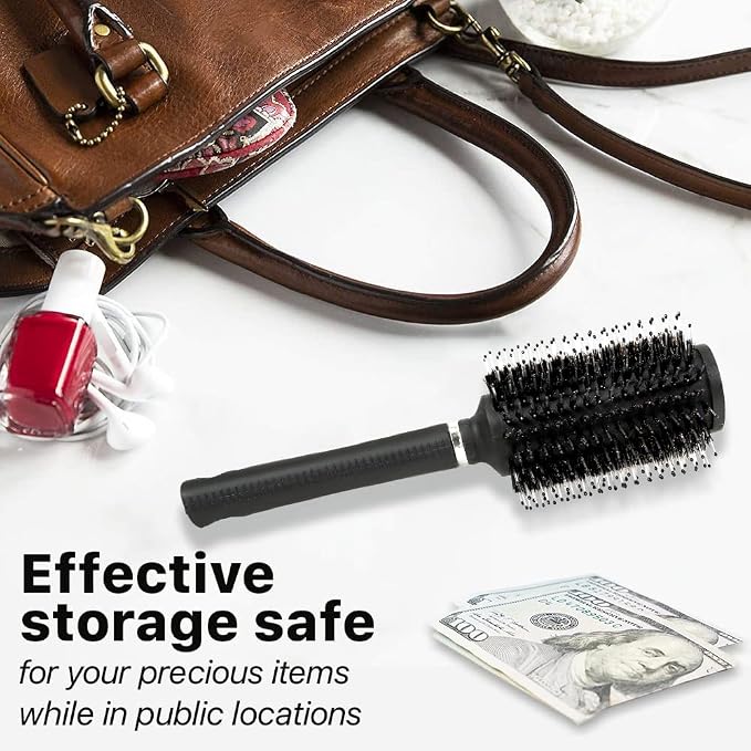 2PK Diversion Round Hair Brush with Secret Hidden Compartment, Safe Stash Box Container for Money, Jewelry, House Keys, Valuables, for Travel or Home Use - Image 4