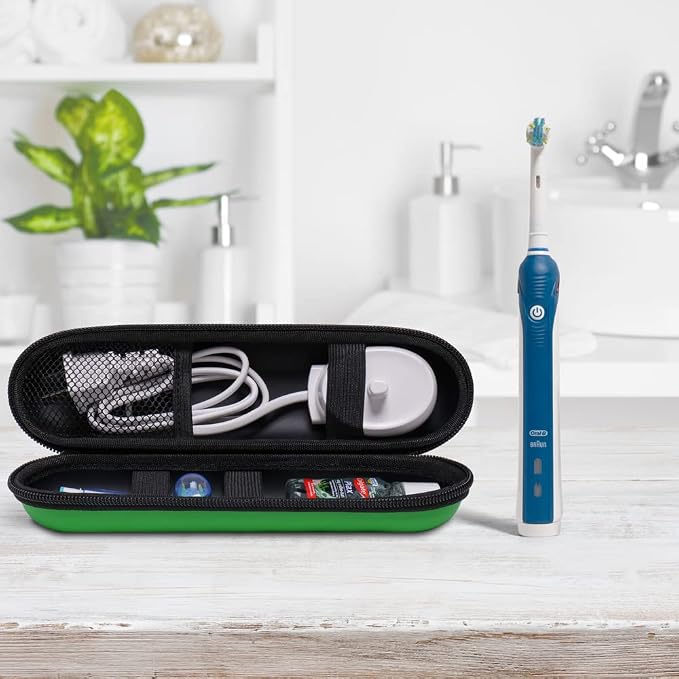 Nincha EVA Electric Toothbrush Case - Durable Hard Shell Travel Case with Mesh Pocket - Fits Most Powered Toothbrush Products (Green) - Image 4