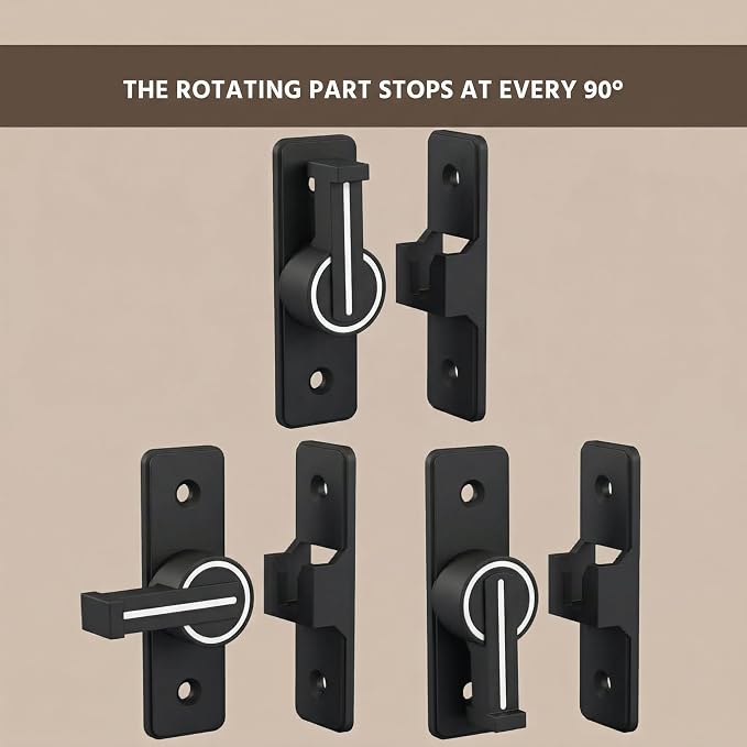 Barn Door Lock Latch – 90-Degree Barn Pet Baby Door Latch Slide Lock – Home Security Door Lock for Bathroom, Garage, Bedroom, Cabinet, Barn – Durable Zinc Alloy Security Door Lock (Black-Luminous) - Image 5