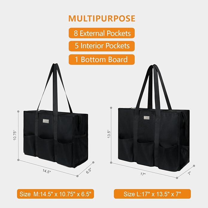 TOPDesign Utility Water Resistant Tote Bag with 13 Pockets, Top Zipper Closure & Thick Bottom Support, for Working Women - Image 2