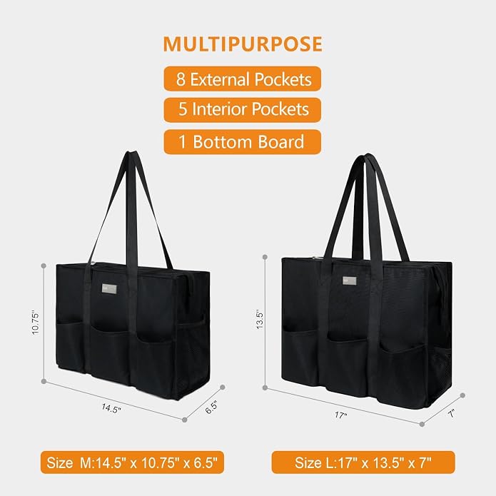 TOPDesign Utility Water Resistant Tote Bag with 13 Pockets, Top Zipper Closure & Thick Bottom Support, for Working Women - Image 2