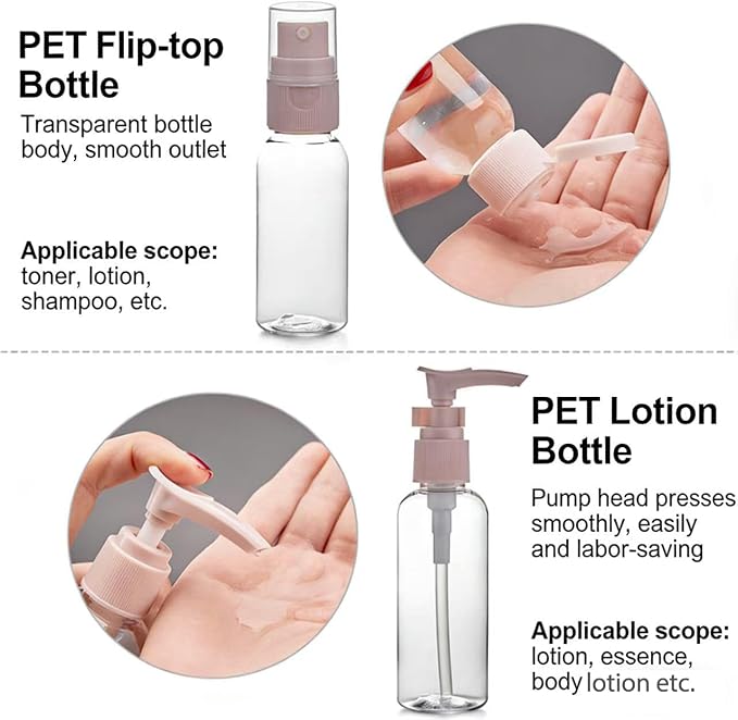 11pcs Travel Bottles for Toiletries, TSA Approved Travel Size Toiletries Containers Kit, Leak Proof Squeezable Travel Toiletry Liquid Bottles, Refillable Containers for Shampoo Conditioner Lotion - Image 5