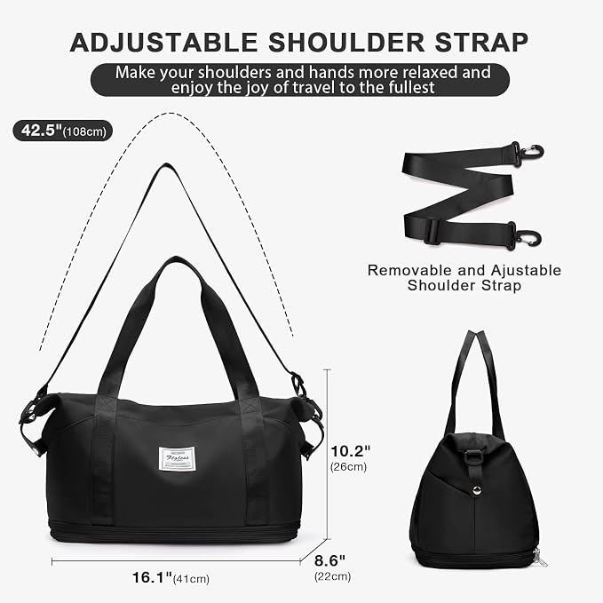 Travel Duffel Bag, Sports Tote Gym Bag, Shoulder Weekender Overnight Bag for Women - Image 2