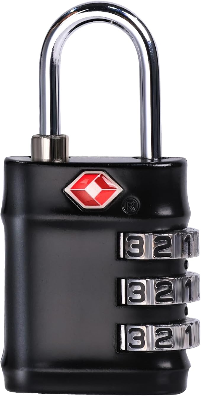 TSA Approved Combination Lock - Compact & Durable Luggage Locks, 3-Digit Resettable Password for Travel, Gym Lockers, Cabinets, Black by BARRYSAIL