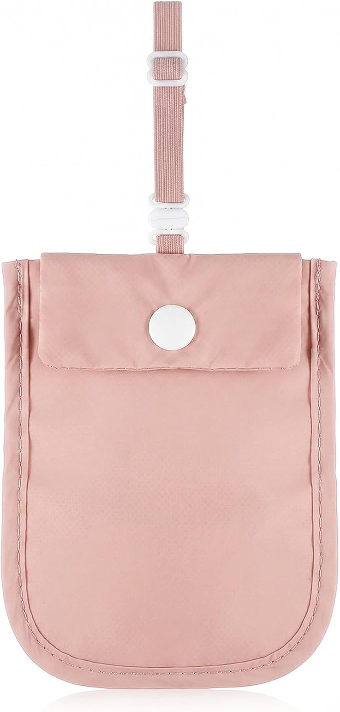 RFID Blocking Hidden Bra Wallet, Travel Money Pouch With Adjustable Strap, Money Belt for Travel Women Hidden, Secret Pocket for Valuables(Pink) by Unknown