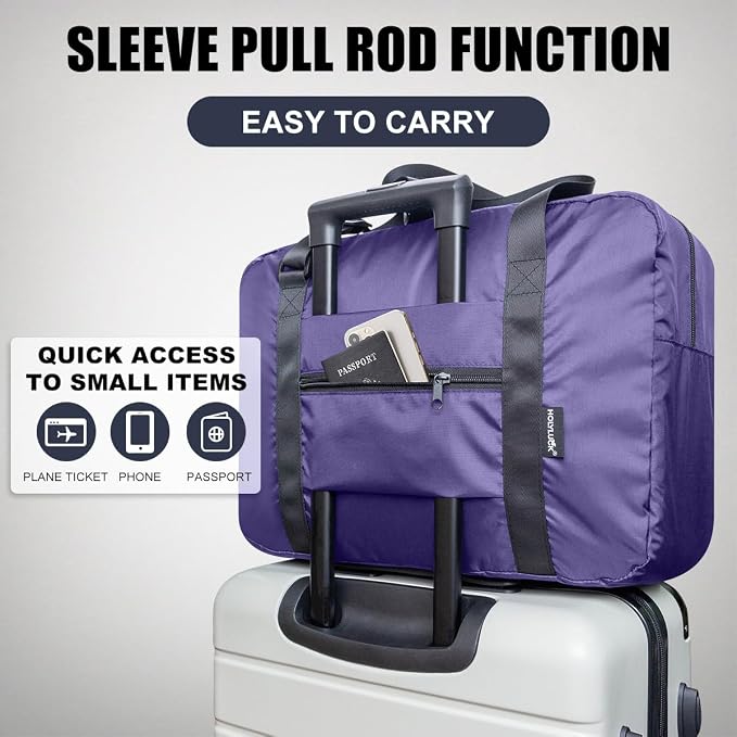Duffle Bag for Travel Foldable Personal Item Travel Bag, 23L, Purple | Carry On Duffel Bag Women Men Frontier Airlines Personal Item Bag Hospital Weekend Overnight Trips - Image 4