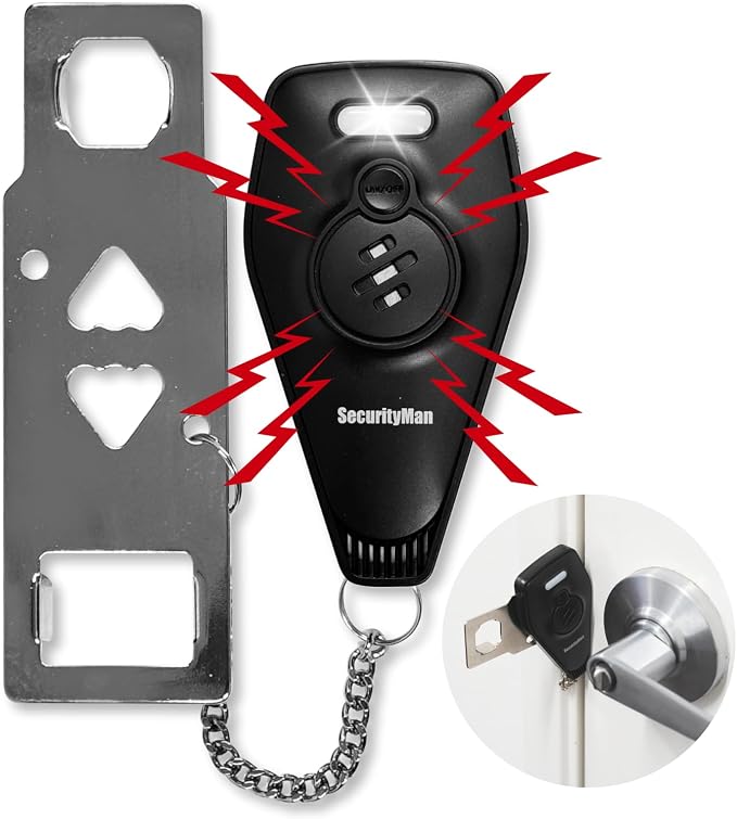 Door Security Bar & Portable Door Lock with Alarm (White) – High-Grade Iron Door Jammer & 130dB Alarm for Home, Apartment, Hotel & Travel Safety – (Black) - Image 2