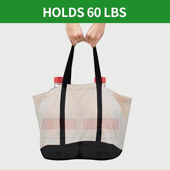 Large Canvas Tote Bag for Women, Shopping Bags for Groceries with Pockets | 14.6 x 10.2 x 13 in Holds 60 lbs Washable Eco-friendly Tote Bags for Shopping/Picnics/Beach/Laundry, Off White+Black 1 Pack - Image 6