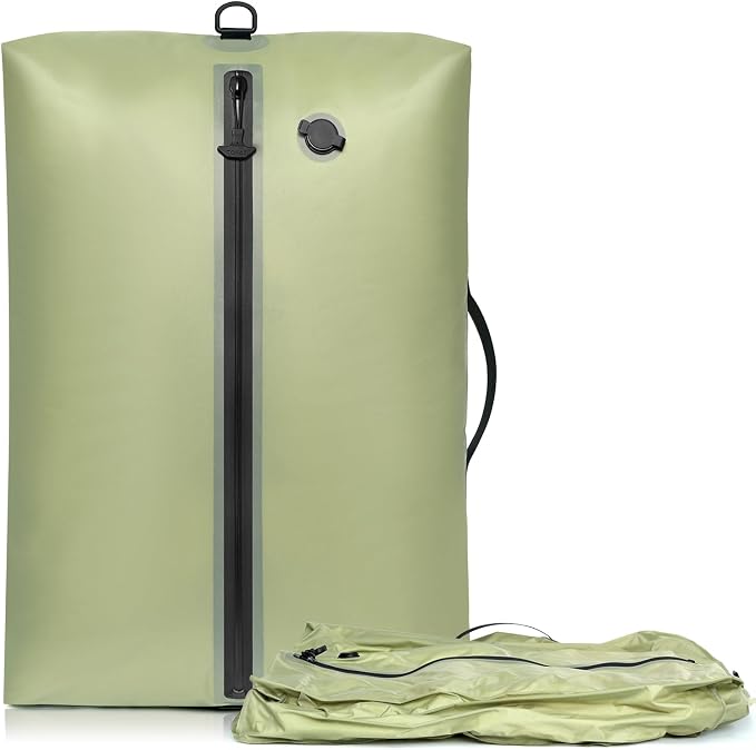 BAGAIL TPU Vacuum Bag for Travel, Reusable Compression Bag with IPX8 Waterproof Zipper, Save Space for Suitcase, Backpack and Carry on (Green, Large, No Pump) by BAGAIL