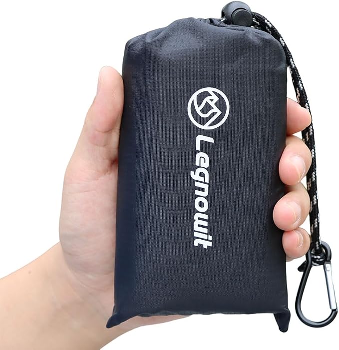 Pocket Blanket, Compact Blanket for Picnic, Beach, Festival | Sandproof, Waterproof, Stakes & Carabiner Included, Packable Lightweight Tarp for Camping, Hiking, Backpacking, Travel by Legowitoutdoor